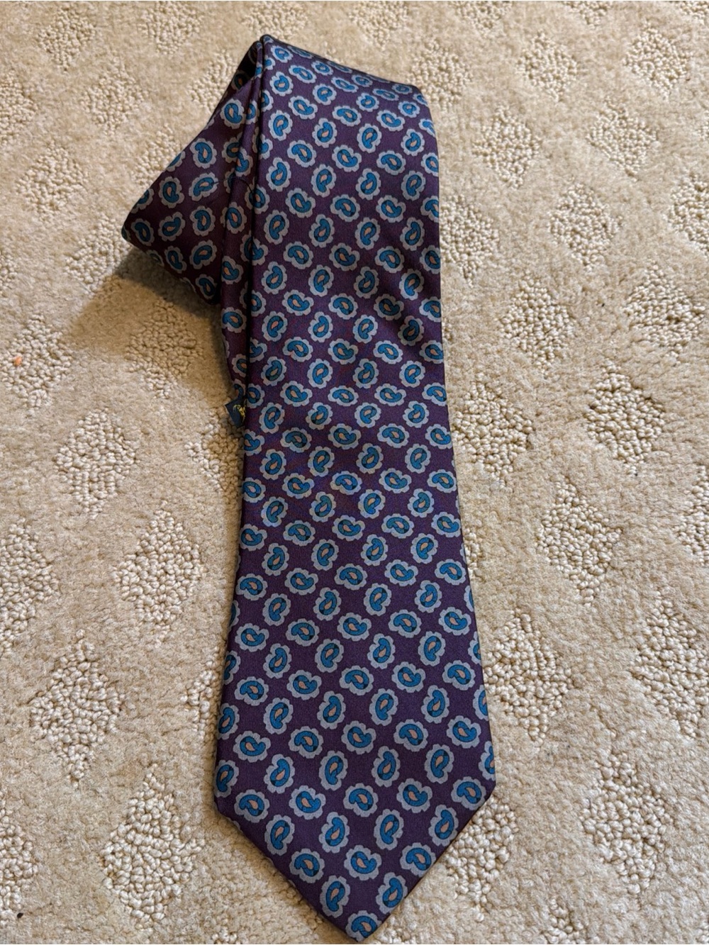 Men's Purple Floral Medallion Tie with Teal Accents